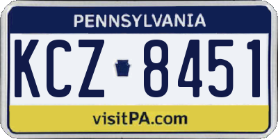 PA license plate KCZ8451