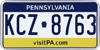 PA license plate KCZ8763