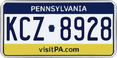 PA license plate KCZ8928