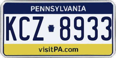 PA license plate KCZ8933