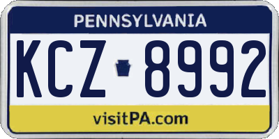 PA license plate KCZ8992