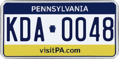 PA license plate KDA0048