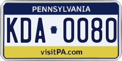 PA license plate KDA0080