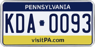 PA license plate KDA0093