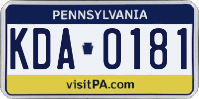 PA license plate KDA0181