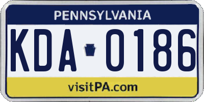 PA license plate KDA0186