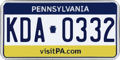 PA license plate KDA0332