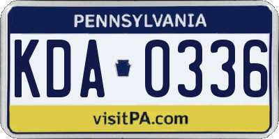 PA license plate KDA0336