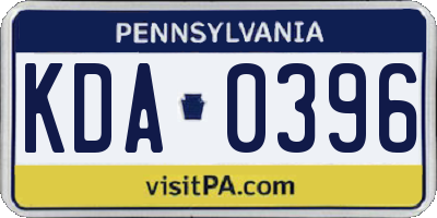 PA license plate KDA0396