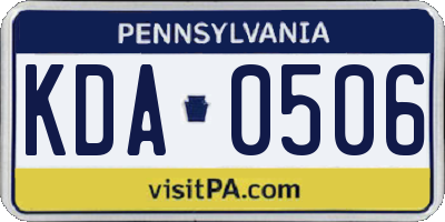 PA license plate KDA0506