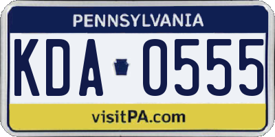 PA license plate KDA0555