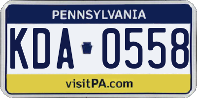PA license plate KDA0558
