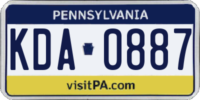 PA license plate KDA0887