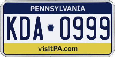 PA license plate KDA0999