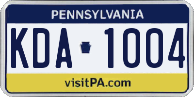 PA license plate KDA1004