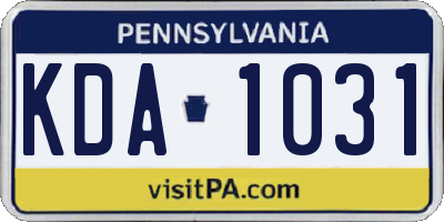 PA license plate KDA1031