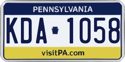 PA license plate KDA1058