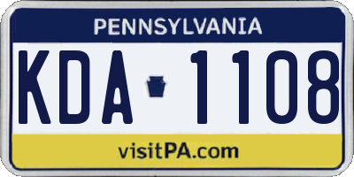 PA license plate KDA1108