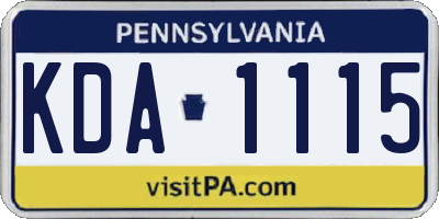 PA license plate KDA1115