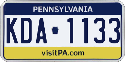 PA license plate KDA1133