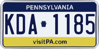 PA license plate KDA1185