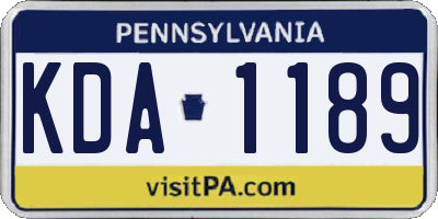 PA license plate KDA1189