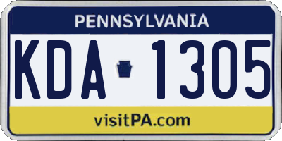 PA license plate KDA1305