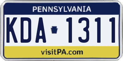 PA license plate KDA1311