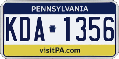 PA license plate KDA1356