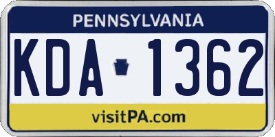 PA license plate KDA1362
