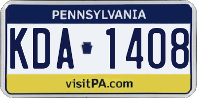 PA license plate KDA1408