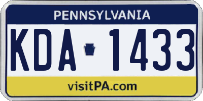 PA license plate KDA1433