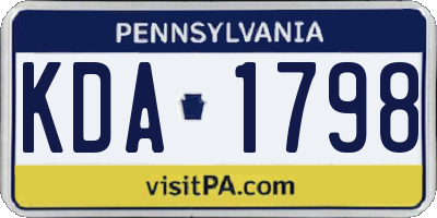 PA license plate KDA1798