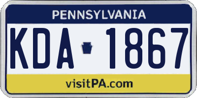 PA license plate KDA1867