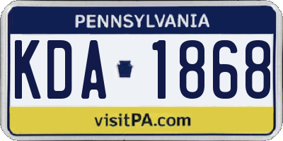 PA license plate KDA1868