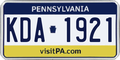 PA license plate KDA1921