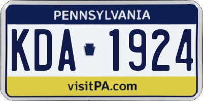 PA license plate KDA1924