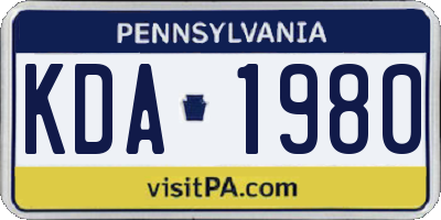 PA license plate KDA1980