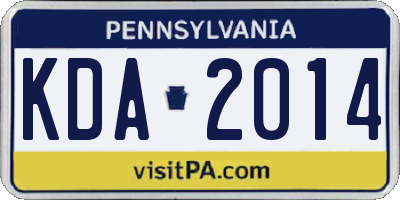 PA license plate KDA2014