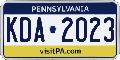 PA license plate KDA2023