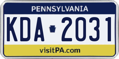 PA license plate KDA2031
