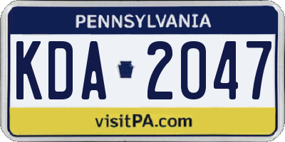 PA license plate KDA2047