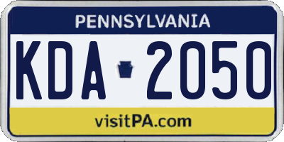 PA license plate KDA2050