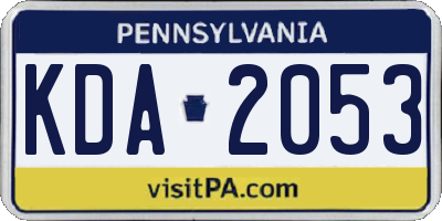 PA license plate KDA2053