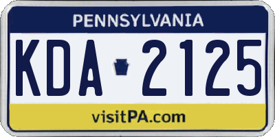 PA license plate KDA2125