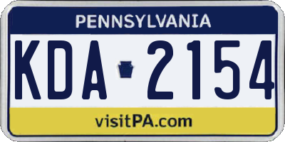 PA license plate KDA2154