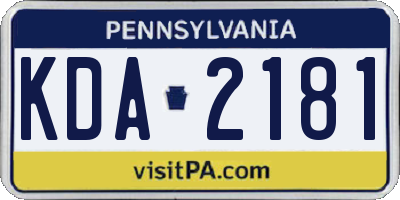PA license plate KDA2181