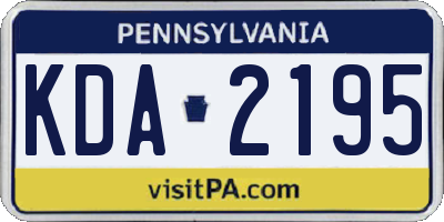 PA license plate KDA2195