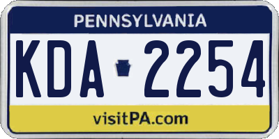 PA license plate KDA2254
