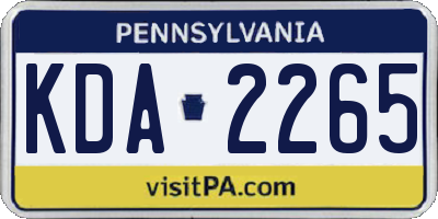 PA license plate KDA2265